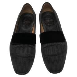 Christian Louboutin Black Moire Fabric Vittorio Venetian Loafers Size 42