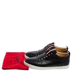 Pre Owned Christian Louboutin Black Leather F.A.V Slip-On Sneakers Size 43