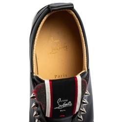 Pre Owned Christian Louboutin Black Leather F.A.V Slip-On Sneakers Size 43