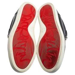 Pre Owned Christian Louboutin Black Leather F.A.V Slip-On Sneakers Size 43
