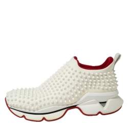Christian Louboutin White Neoprene Spike Sock Sneakers Size 41