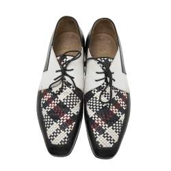 Christian Louboutin Multicolor Woven Leather Greggo Lace Up Oxfords Size 41