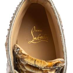 Christian Louboutin Metallic Mustard/Brown Python Leather Rantus Orlato High-Top Sneakers Size 41