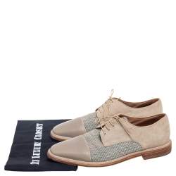 Christian Louboutin Beige Suede, Leather and Knit Fabric Bruno Orlato Derby Size 40.5