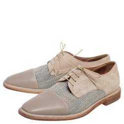 Christian Louboutin Beige Suede, Leather and Knit Fabric Bruno Orlato Derby Size 40.5