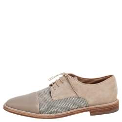 Christian Louboutin Beige Suede, Leather and Knit Fabric Bruno Orlato Derby Size 40.5