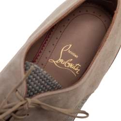 Christian Louboutin Beige Suede, Leather and Knit Fabric Bruno Orlato Derby Size 40.5