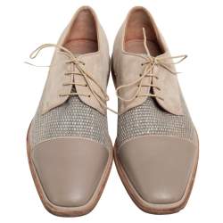 Christian Louboutin Beige Suede, Leather and Knit Fabric Bruno Orlato Derby Size 40.5