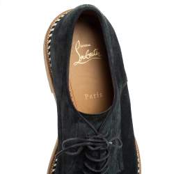 Christian Louboutin Navy Blue Suede Lace-Up Derby Size 41.5