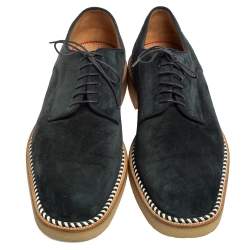 Christian Louboutin Navy Blue Suede Lace-Up Derby Size 41.5