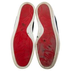 Christian Louboutin Multicolor Leather and Embroidered Velvet Louis High-Top Sneakers Size 43 