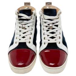 Christian Louboutin Multicolor Leather and Embroidered Velvet Louis High-Top Sneakers Size 43 