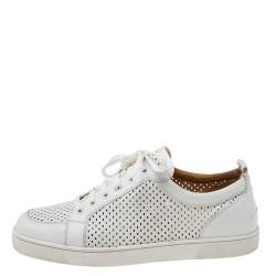 Christian louboutin White AC Rantulow Perforated Leather Low-Top Sneakers Size 46
