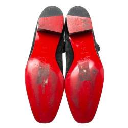 Christian Louboutin Black Suede Block Heel Ankle Boots Size 42.5
