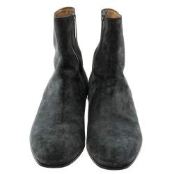 Christian Louboutin Black Suede Block Heel Ankle Boots Size 42.5