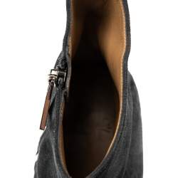 Christian Louboutin Black Suede Block Heel Ankle Boots Size 42.5