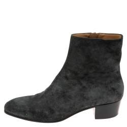 Christian Louboutin Black Suede Block Heel Ankle Boots Size 42.5