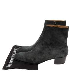 Christian Louboutin Black Suede Block Heel Ankle Boots Size 42.5