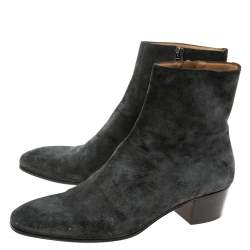 Christian Louboutin Black Suede Block Heel Ankle Boots Size 42.5