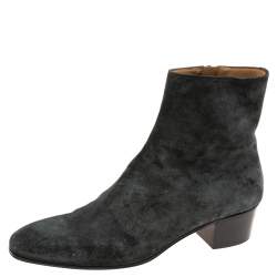 Christian Louboutin Black Suede Block Heel Ankle Boots Size 42.5