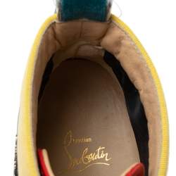 Pre Owned Christian Louboutin Multicolor Velvet, Leather and Lace Lou Pik Pik Orlato High Top Sneakers Size 42.5