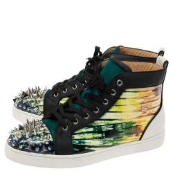 Christian Louboutin Multicolor Printed Patent and Leather Lou Pik Pik Orlato High Top Sneakers Size 43