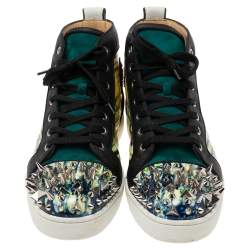 Christian Louboutin Multicolor Printed Patent and Leather Lou Pik Pik Orlato High Top Sneakers Size 43