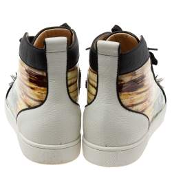 Christian Louboutin Multicolor Printed Patent and Leather Lou Pik Pik Orlato High Top Sneakers Size 43