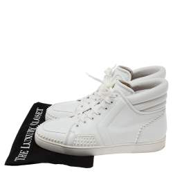 Christian Louboutin White Leather Studded High-Top Sneakers Size 43