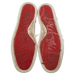 Christian Louboutin White Leather Studded High-Top Sneakers Size 43