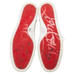Christian Louboutin White/Black Leather And Patent Leather Sporty Dude High Top Sneakers Size 44