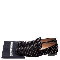 مملوكة مسبقًا حذاء سموكينغ سل�يبرز كريستيان لوبوتان دانديليون سويدي أسود مرصع سبايك مقاس 43