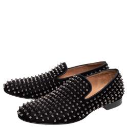 مملوكة مسبقًا حذاء سموكينغ سليبرز كريستيان لوبوتان دانديليون سويدي أسود مرصع سبايك مقاس 43