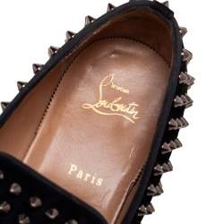 مملوكة مسبقًا حذاء سموكينغ سليبرز كريستيان لوبوتان دانديليون سويدي أسود مرصع سبايك مقاس 43