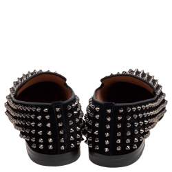 مملوكة مسبقًا حذاء سموكينغ سليبرز كريستيان لوبوتان دانديليون سويدي أسود مرصع سبايك مقاس 43