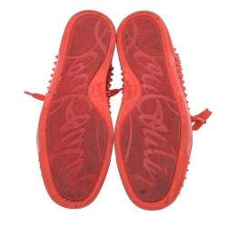 Christian Louboutin Orange Leather Louis Spikes High Top Sneakers Size 39