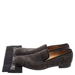 Pre Owned حذاء سموكينغ سليبرز كريستيان لوبوتان سويدي مرصع أسود مقاس 43.5