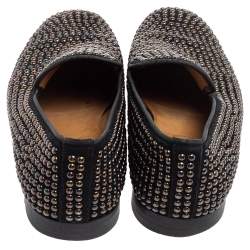 Pre Owned حذاء سموكينغ سليبرز كريستيان لوبوتان سويدي مرصع أسود مقاس 43.5