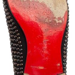 Pre Owned حذاء سموكينغ سليبرز كريستيان لوبوتان سويدي مرصع أسود مقاس 43.5