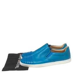 Christian Louboutin Blue Leather Spike Skate Slip-On Sneakers Size 41