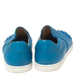 Christian Louboutin Blue Leather Spike Skate Slip-On Sneakers Size 41