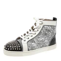 Christian Louboutin Louis Spike-embellished Suede High-top Trainers in Gray  for Men