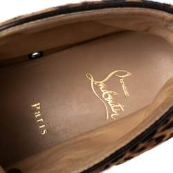 مملوكة مسبقًا حذاء رياضي كريستيان لوبوتان رانتوس أورلاتو جلد بنقشة الفهد بني بعنق مرتفع مقاس 43