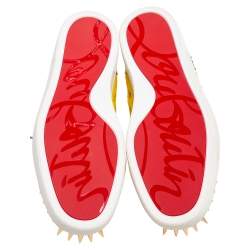 Pre Owned Christian Louboutin Multicolor Crystal Embellished Suede, Calf Hair and Patent Leather No Limit Spikes Cap-Toe Sneakers Size 42