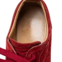 Christian Louboutin Red Suede Louis Junior Spike Low Top Sneakers Size 42