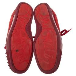Christian Louboutin Red Suede Louis Junior Spike Low Top Sneakers Size 42