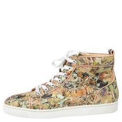 Christian Louboutin Beige Python Leather Rantus Orlato High-Top Sneakers Size 42.5