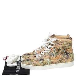 Christian Louboutin Beige Python Leather Rantus Orlato High-Top Sneakers Size 42.5