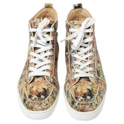 Christian Louboutin Beige Python Leather Rantus Orlato High-Top Sneakers Size 42.5