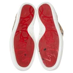 Christian Louboutin Beige Python Leather Rantus Orlato High-Top Sneakers Size 42.5
